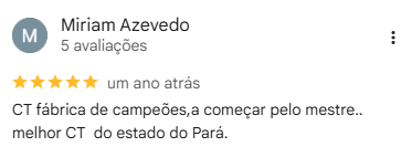 Miriam Azevedo: CT fábrica de campeões,a começar pelo mestre.. melhor CT do estado do Pará.